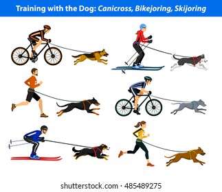 Training Exercising with dog: canicross, bikejoring, skijoring