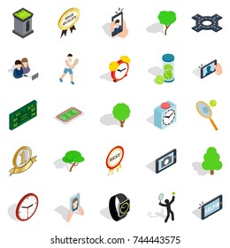 Training in the field icons set. Isometric set of 25 training in the field vector icons for web isolated on white background