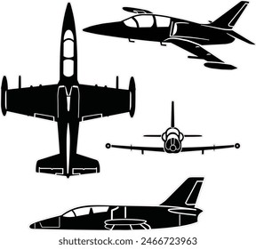 Training fighter jet vector set with outline 