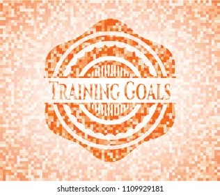  Training Goals abstract emblem, orange mosaic background