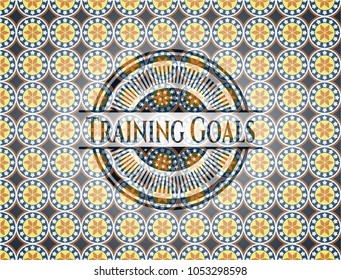 Training Goals arabic badge. Arabesque decoration.