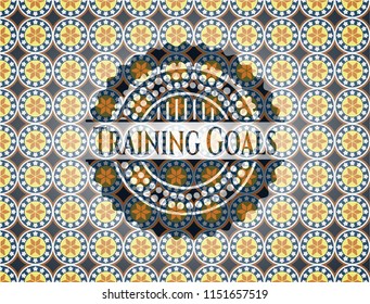 Training Goals arabic badge. Arabesque decoration.