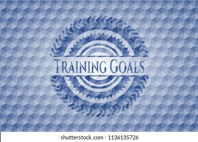 Training Goals blue badge with geometric background.