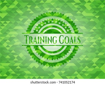 Training Goals green emblem. Mosaic background