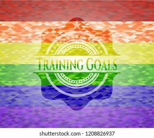 Training Goals on mosaic background with the colors of the LGBT flag