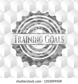 Training Goals realistic grey emblem with cube white background