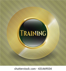 Emblema o placa de oro de entrenamiento