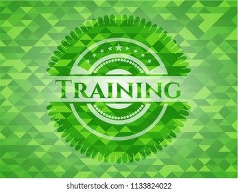 Training green emblem with mosaic background