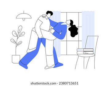 Training at home isolated cartoon vector illustrations. Couple dancing at home, staying fit, indoors activity together, cheerful people training and having fun, physical activity vector cartoon.