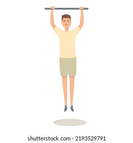 Training horizontal bar icon cartoon vector. Family sport. Active workout