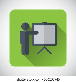 Training Icon. Business Concept. Flat Design. Isolated Illustration. Long Shadow.