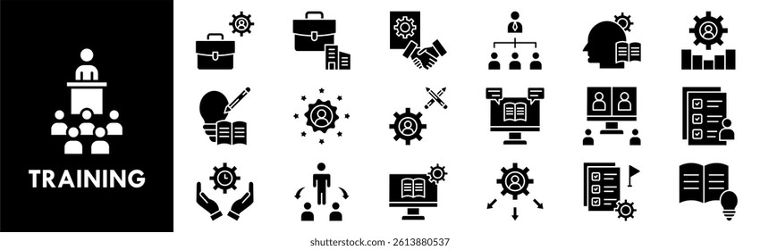 Training icon collection set. Containing design business, team, teamwork, meeting, work