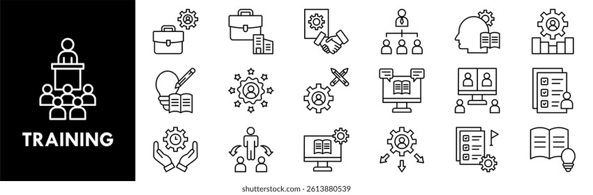 Training icon collection set. Containing design business, team, teamwork, meeting, work