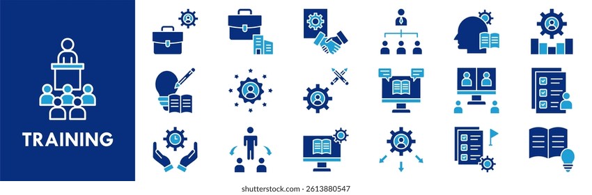 Training icon collection set. Containing design business, team, teamwork, meeting, work