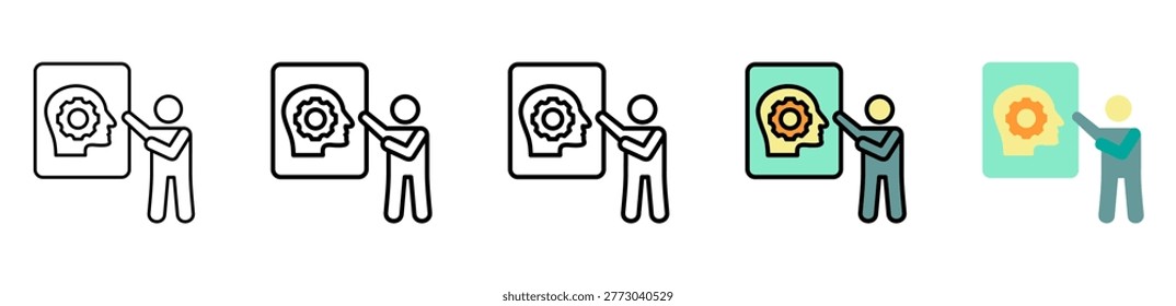 Training Icon With Differences and Colors Style Illustration