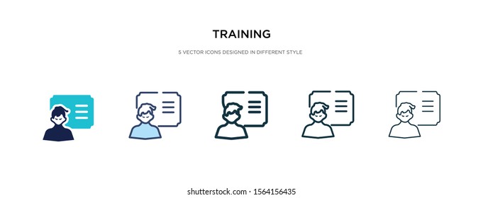 training icon in different style vector illustration. two colored and black training vector icons designed in filled, outline, line and stroke style can be used for web, mobile, ui