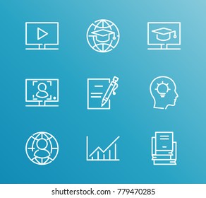 Training Icon Line Set With Enroll Submit, Course Stats And Online Course. Set Of Idea Related Training Icon Line Vector Items For Web Mobile Logo Design.