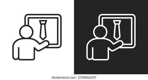 Icono De Entrenamiento En Versión De Línea Sobre Fondo Blanco Y Negro
