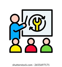 Ícone de treinamento Ilustração de vetor de cor linear