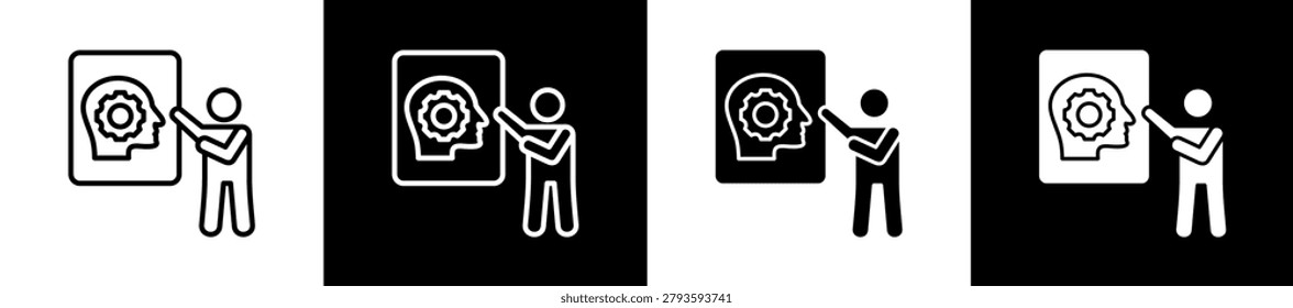Training Icon In Outline And Glyph Styles With Black And White Variations