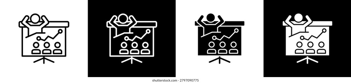 Training Icon In Outline And Glyph Styles With Black And White Variations