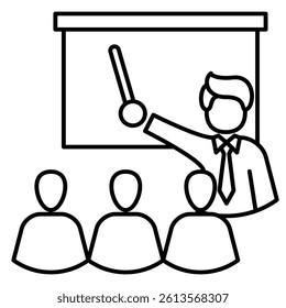 Training icon represented by Training symbol Line style.