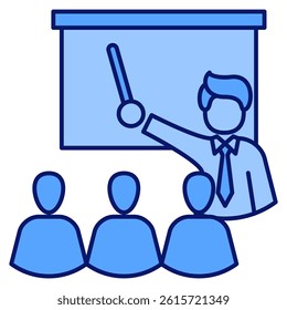 Training icon represented by Training symbol Blue style.