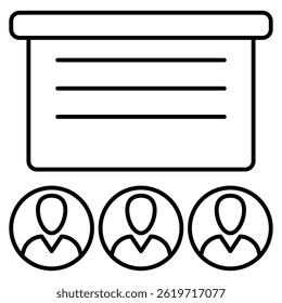 Training icon represented by Training symbol Line style.