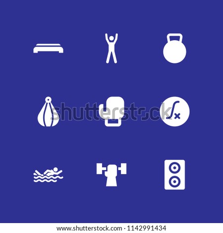 training icon set. boxing, weightlifting and speaker vector icon for graphic design and web