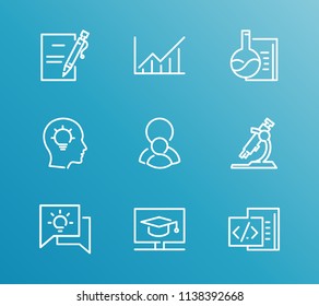 Training Icon Set And Enroll Submit With Mentorship, Chemical Course And Digital Education. Biotechnology Related Training Icon Vector For Web UI Logo Design.