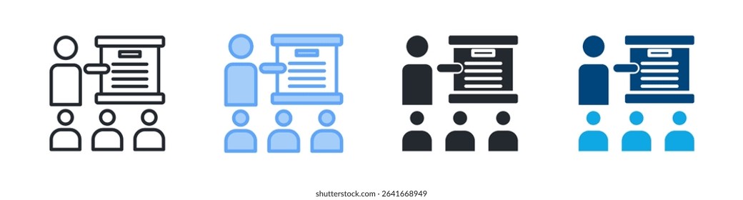 Training Icon Set Multiple Style. Design In Outline, Blue, Glyph, Dualtone