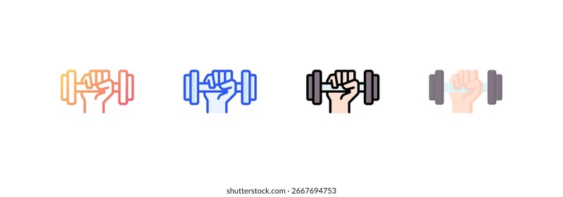 Ícone de treinamento define coleção de vários estilos