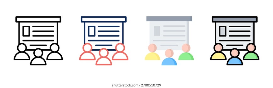 Ícone de treinamento define coleção de vários estilos