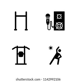 training icon set. speaker, pull up bar and exercises vector icon for graphic design and web