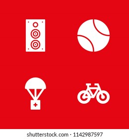 training icon set. speaker, tennis ball and bicycle vector icon for graphic design and web