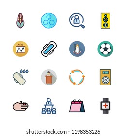 training icon set. vector set about compress, chestnut icon, presentation and speaker icons set.