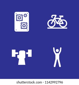 training icon set. weightlifting, bicycle and exercise vector icon for graphic design and web