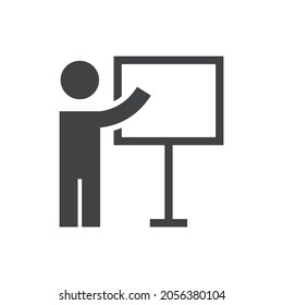 Training icon. Simple solid style. Teacher, course, coach, class, lecture, demonstrate, blackboard, pictogram, seminar, classroom concept. Vector illustration isolated on white background EPS 10