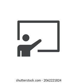 Training icon. Simple solid style. Teacher, course, coach, class, lecture, demonstrate, blackboard, pictogram, seminar, classroom concept. Vector illustration isolated on white background EPS 10