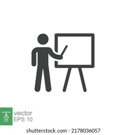 Training icon. Simple solid style. Teacher, course, coach, class, lecture, demonstrate, blackboard, pictogram, seminar, classroom concept. Vector illustration isolated on white background EPS 10