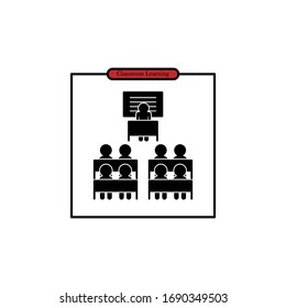The training icon. Teacher and learner, classroom, presentation, conference, lesson, seminar, education symbol. Flat Vector illustration. High Quality