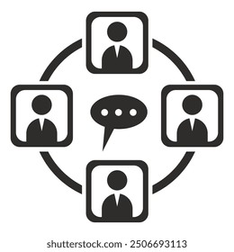  training icon, teamwork and presentation, seminar symbol, flat vector illustration on white background