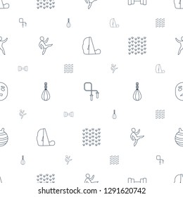 training icons pattern seamless white background. Included editable line treadmill, skipping rope, barbell, man doing exercises, boxing bag icons. training icons for web and mobile.