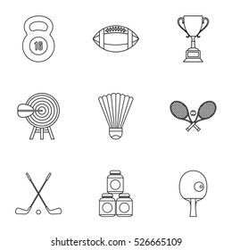 Training icons set. Outline illustration of 9 training vector icons for web