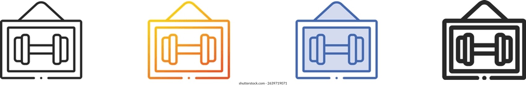 training icon.Thin Linear, Gradient, Blue Stroke and bold Style Design Isolated On White Background