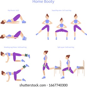 Training legs and buttocks. Slim legs and buttocks. Girl training at home