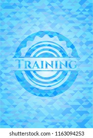 Training light blue emblem with mosaic background