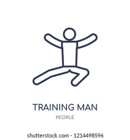 Training man icon. Training man linear symbol design from People collection. Simple outline element vector illustration on white background.