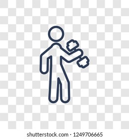 Training man icon. Trendy linear Training man logo concept on transparent background from People collection