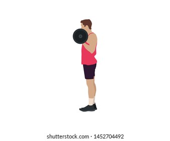 Training man isolated illustration. Man workout flat illustration - Vector